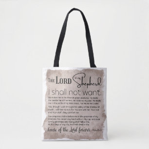 Psalm 23 Bible Scripture Vintage Paper Tote Bag