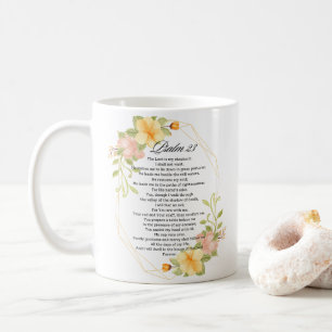 Psalm 23 Bible Scripture Yellow Floral Frame Coffee Mug