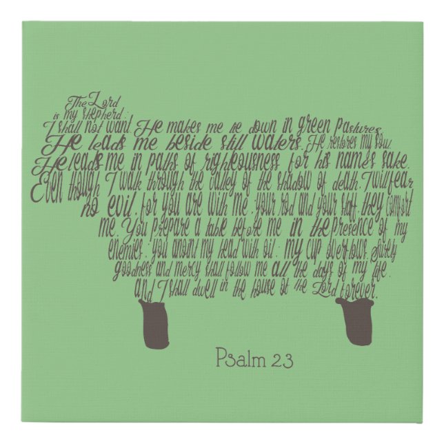 Psalm 23 Bible Verse Faux Canvas Print (Front)