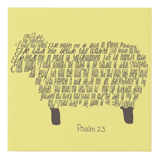 Psalm 23 Bible Verse Faux Canvas Print (Front)