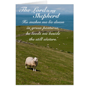 Psalm 23 Bible Verse, Irish Sheep Field Card