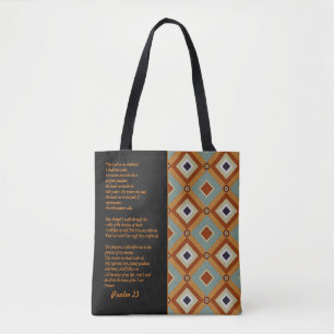 Psalm 23 Bible Verse, Retro Print Tote Bag