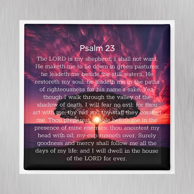 Psalm 23 Bible Verse Sunset Tree Magnet (Psalm 23 Bible Verse Sunset Tree Magnet)