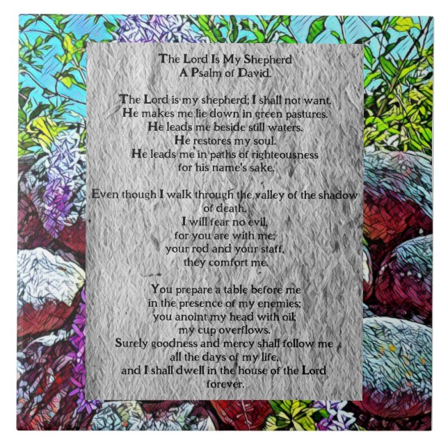 Psalm 23 biblical quote ceramic tile (Front)