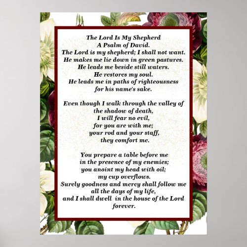 Psalm 23 biblical quotes poster