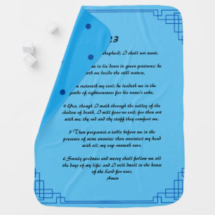 Psalm 23 blue border polka dots baby blanket