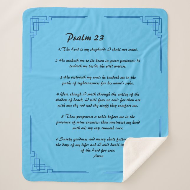 Psalm 23 blue border   sherpa blanket (Front)