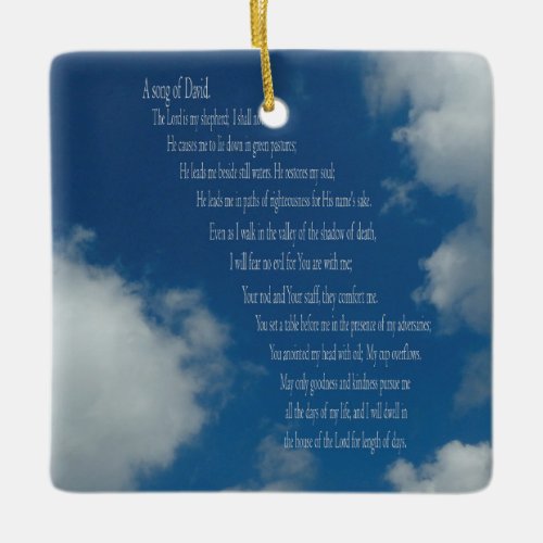 Psalm 23 Blue Sky Ceramic Ornament 