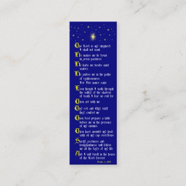 Psalm 23 Bookmark Mini Business Card (Front)