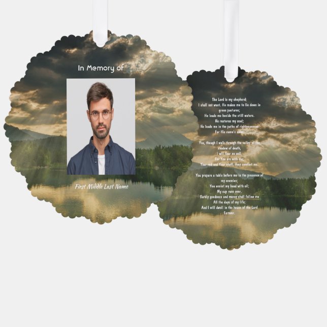 Psalm 23 Celebration of Life Service  Ornament Card (Front/Back)