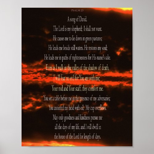 Psalm 23 Dark Red Sky Value Poster Paper Matte