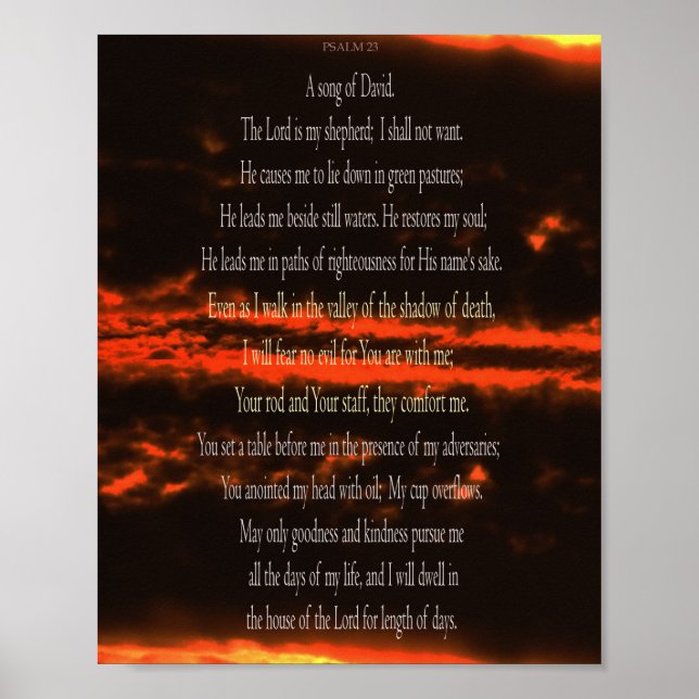 Psalm 23, Dark Red Sky, Value Poster Paper (Matte) (Front)