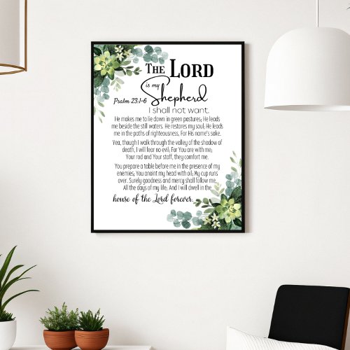 Psalm 23 Eucalyptus Bible Scripture Poster