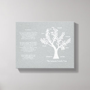 Psalm 23 Family Tree in Warm Gray Canvas Print