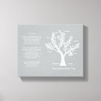 Psalm 23 Family Tree in Warm Gray Canvas Print