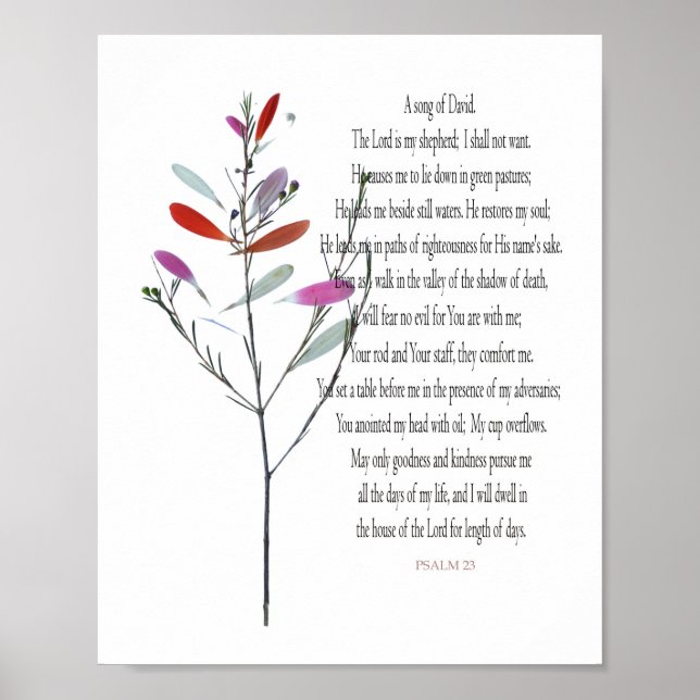 Psalm 23 Fine Botanical, Value Poster Paper (Front)