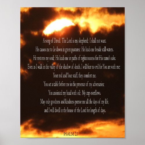 Psalm 23 Fire Print Value Poster Paper Matte