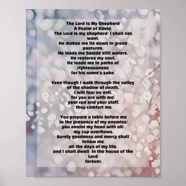 Psalm 23 floral artistic art poster (Front)