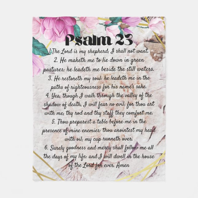 Psalm 23  floral fleece blanket (Front)