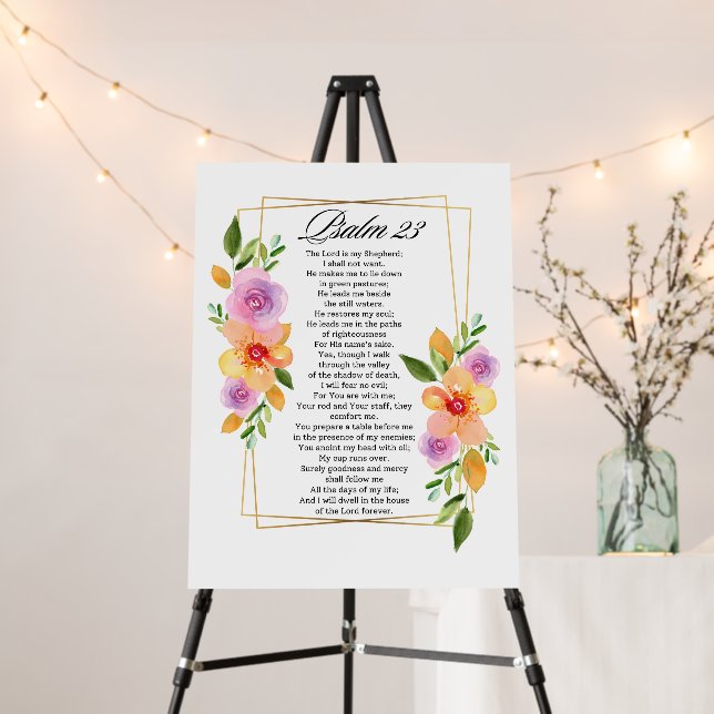 Psalm 23 Floral Geometric Frame Foam Board (In Situ (Stand))