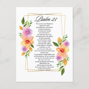 Psalm 23 Floral Geometric Frame Holiday Postcard
