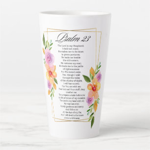 Psalm 23 Floral Geometric Frame Latte Mug