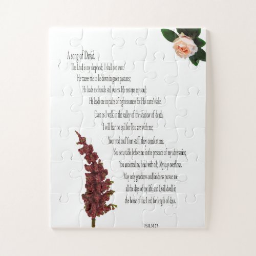 Psalm 23 Floral Green oversized pieces _ Easy Jigsaw Puzzle