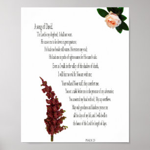 Psalm 23, Floral Green, Value Poster Paper (Matte)