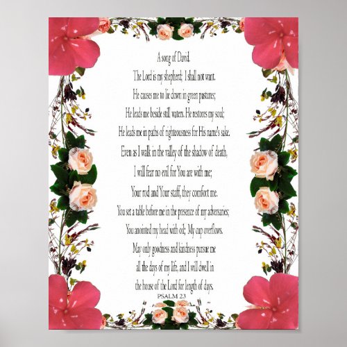 Psalm 23 Flower Frame Value Poster Paper Matte