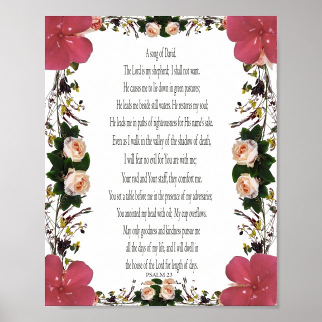 Psalm 23, Flower Frame, Value Poster Paper (Matte) (Front)
