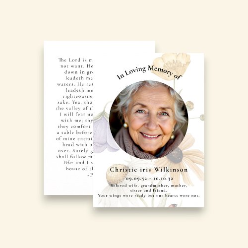 Psalm 23 Funeral Prayer Memorial Card
