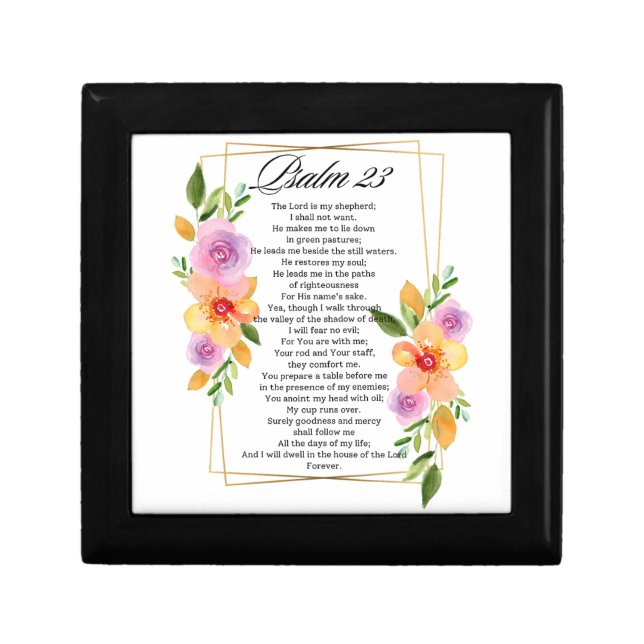 Psalm 23 Geometric Floral Frame Scripture Gift Box (Front)