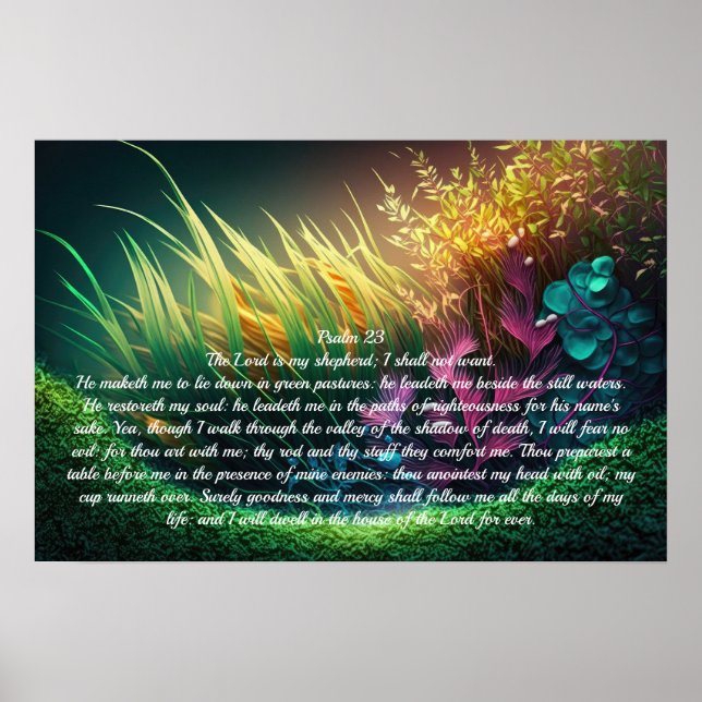 Psalm 23 Green Pastures Poster (Front)