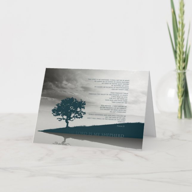 Psalm 23 Greeting Tree Motivational Blue Mountains Card (Front)