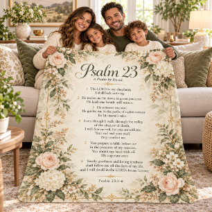 Psalm 23 Heirloom Floral Scripture Sherpa Blanket