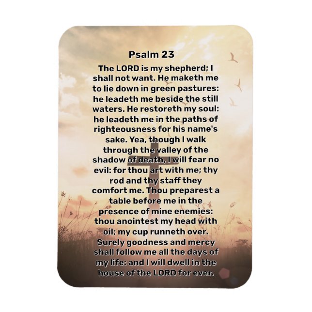 Psalm 23 Illuminated Cross  Magnet (Vertical)