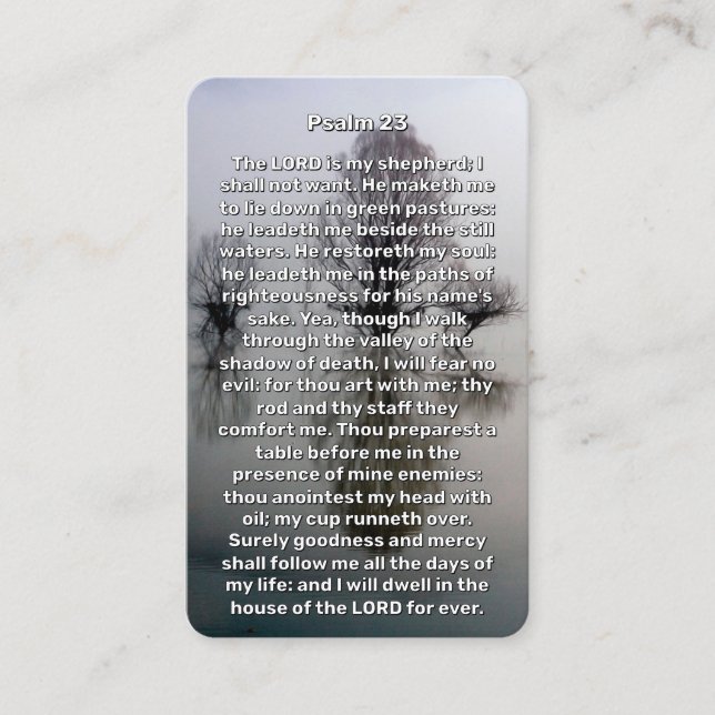 Psalm 23 Illuminated Lake Memorial Prayer Card (Front)