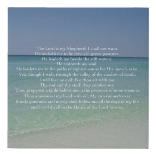 Psalm 23 Inspirational Christian Bible Verse Beach Faux Canvas Print