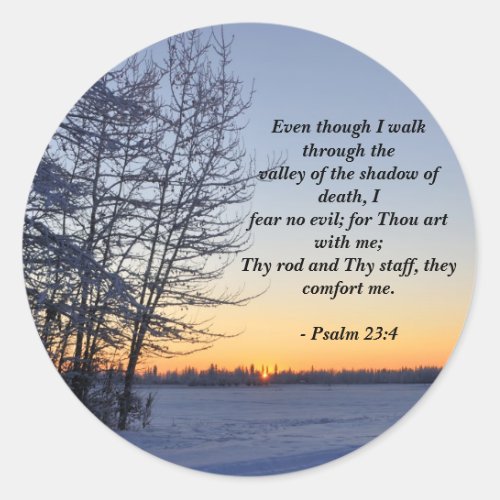 Psalm 23  _ Inspirational Religious Poems Classic Round Sticker