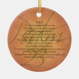 Psalm 23 KJV Christian Bible Verse Ceramic Ornament
