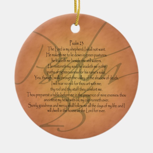 Psalm 23 KJV Christian Bible Verse Ceramic Ornament (Front)