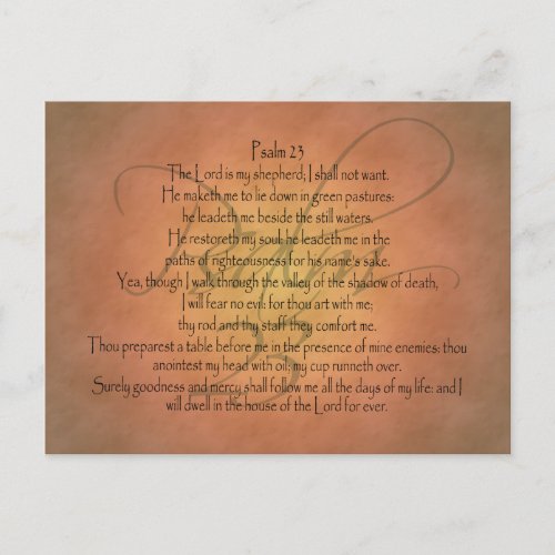 Psalm 23 KJV Christian Bible Verse Postcard