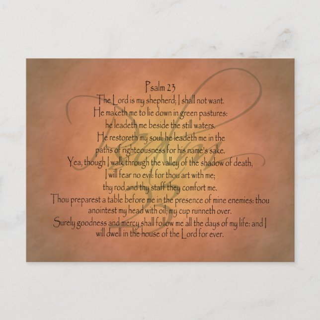 Psalm 23 KJV Christian Bible Verse Postcard (Front)