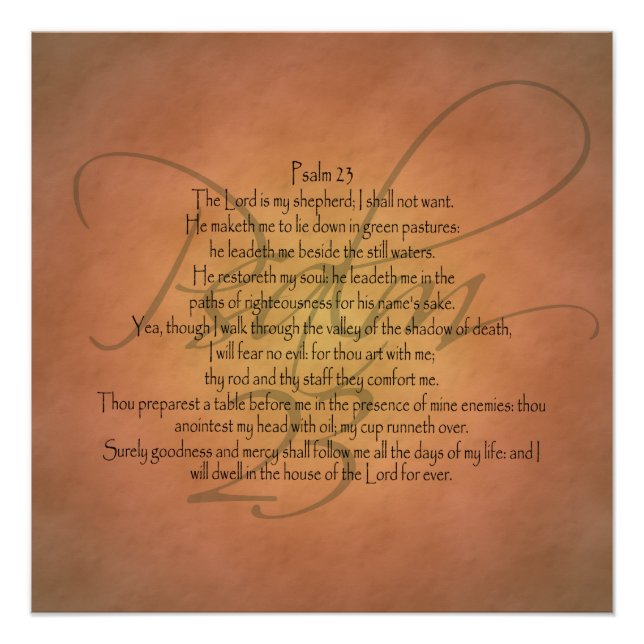Psalm 23 KJV Christian Bible Verse Poster (Front)