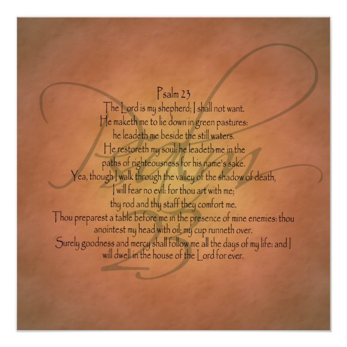 Psalm 23 KJV Christian Bible Verse Poster | Zazzle.com