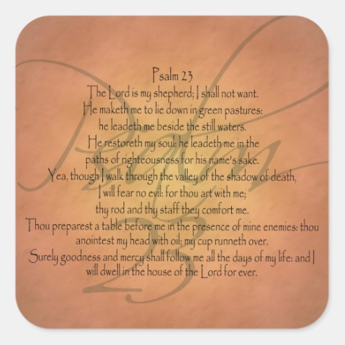 Psalm 23 KJV Christian Bible Verse Square Sticker