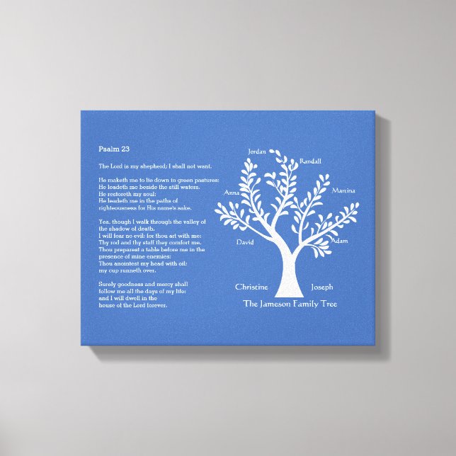 Psalm 23 KJV with Family Tree, Canvas Print (Front)