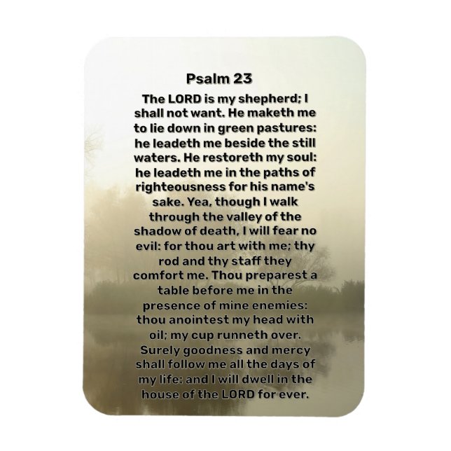 Psalm 23 Lake Reflections Christian Magnet (Vertical)