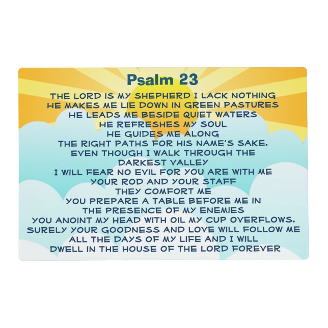 Psalm 23 laminated placemat (Front)