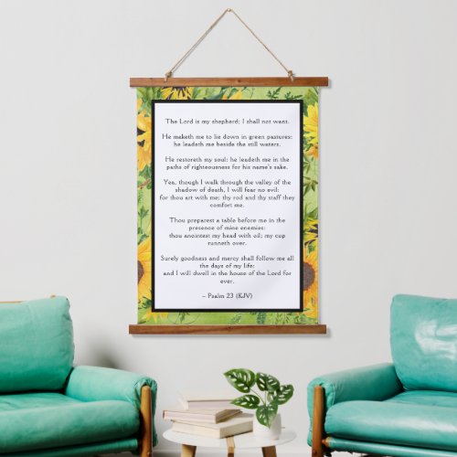 Psalm 23 Lord is My Shepherd Sunflowers Hanging Tapestry